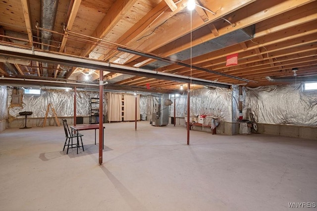 basement with heating unit