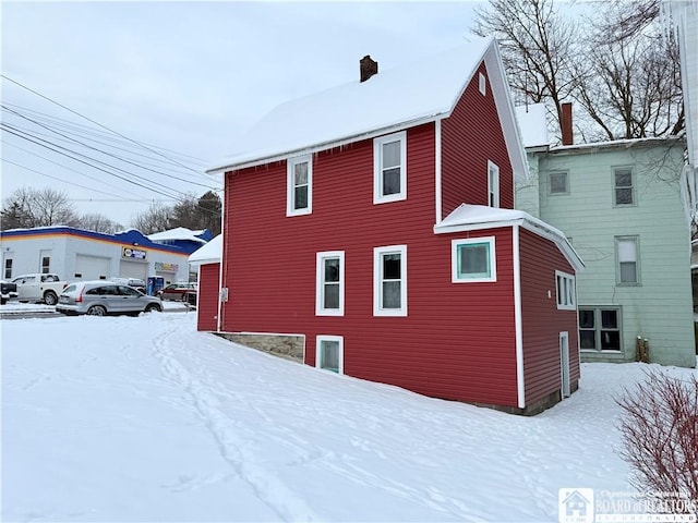 view of snow covered exterior