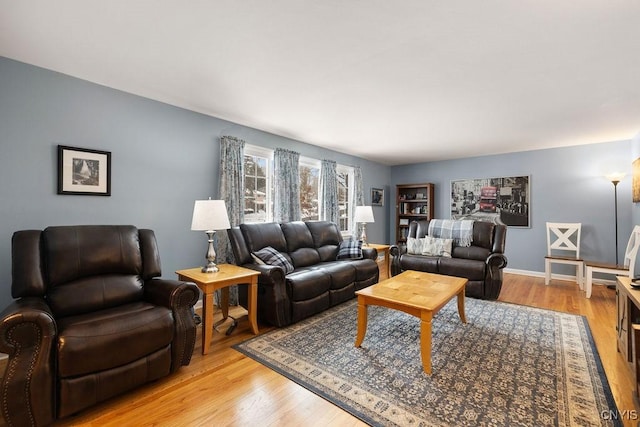 living room with light hardwood / wood-style flooring