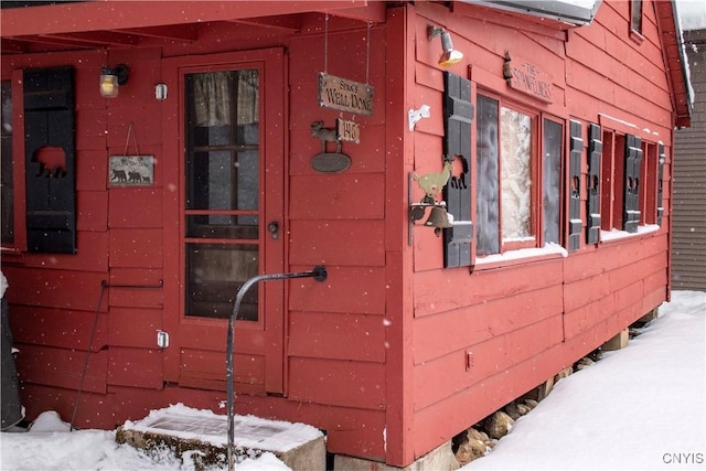 view of snowy exterior