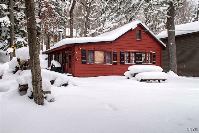 view of snow covered exterior