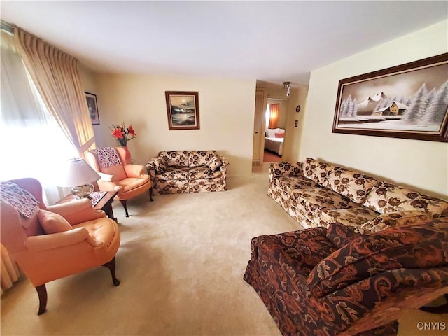 living room with carpet flooring