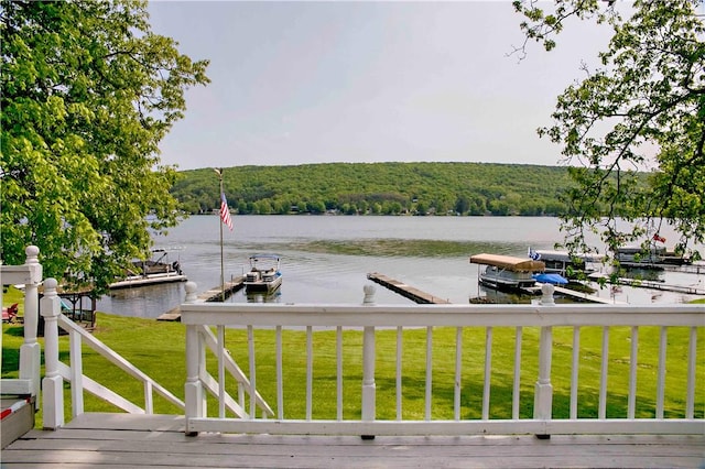 view of water feature featuring a dock