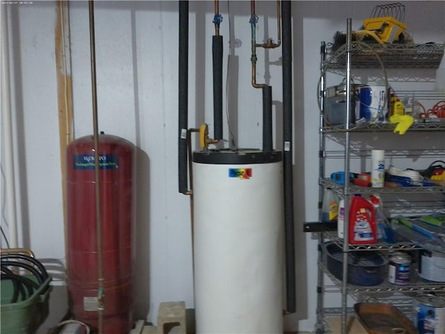 utility room featuring water heater