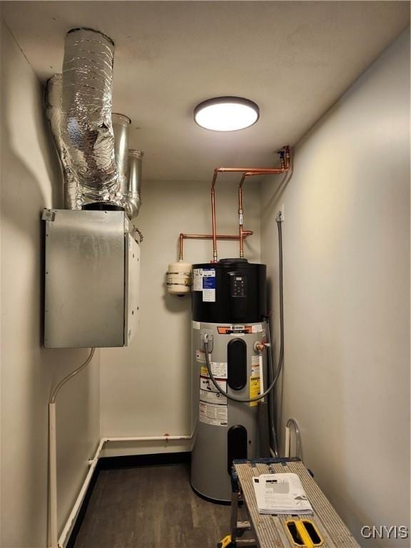 utility room with water heater