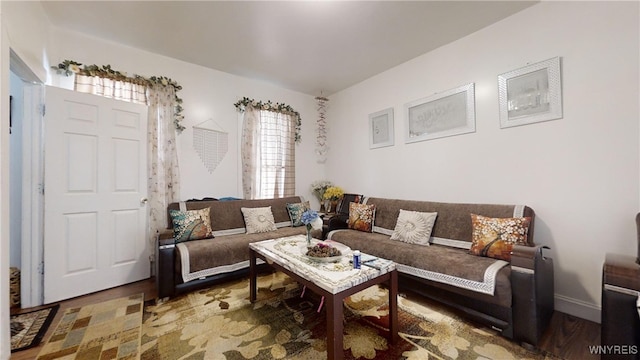 living room with wood finished floors