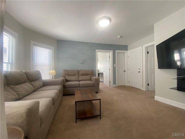 living room with carpet flooring