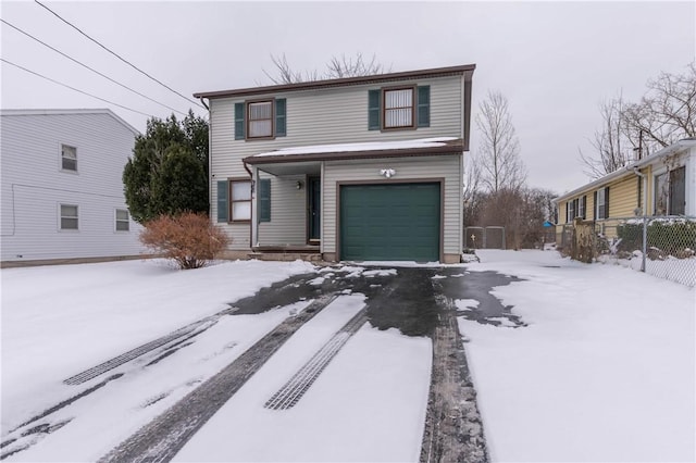 view of front property with a garage