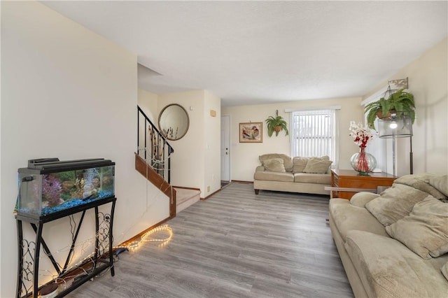 living room with hardwood / wood-style floors