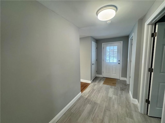 doorway featuring light hardwood / wood-style floors