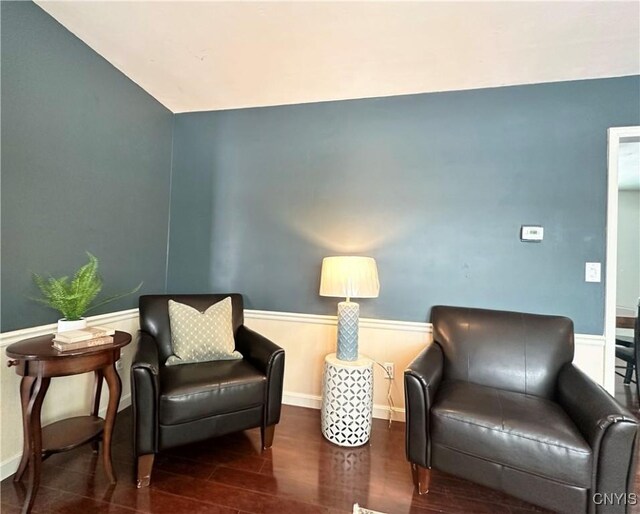 living area with wood-type flooring