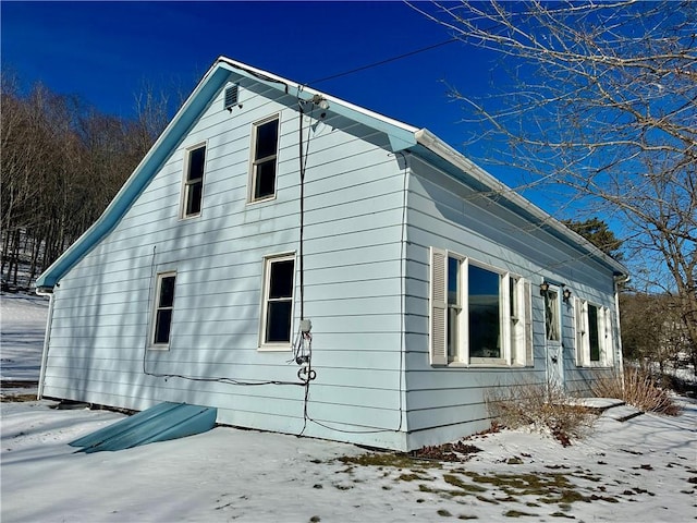 view of snow covered exterior