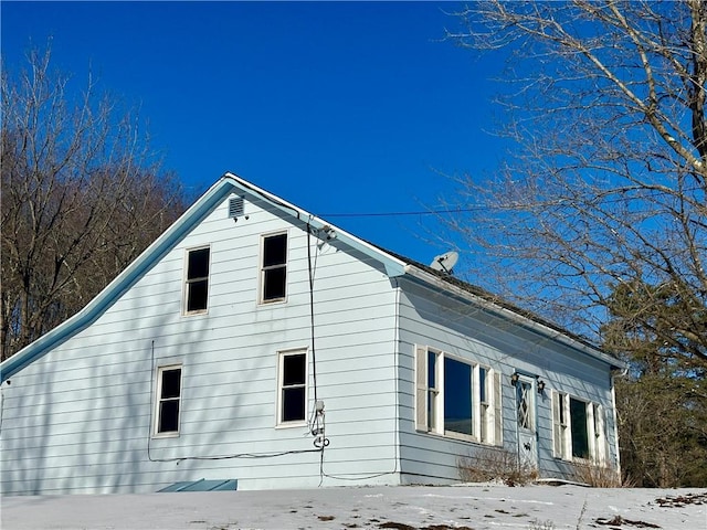 view of snow covered exterior