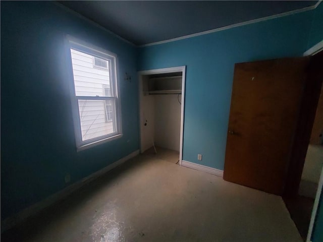 unfurnished bedroom with a closet