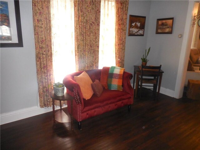 living area featuring dark hardwood / wood-style floors