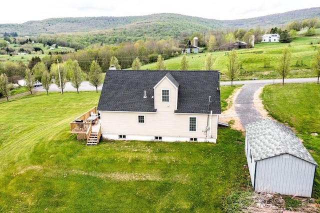 drone / aerial view with a mountain view