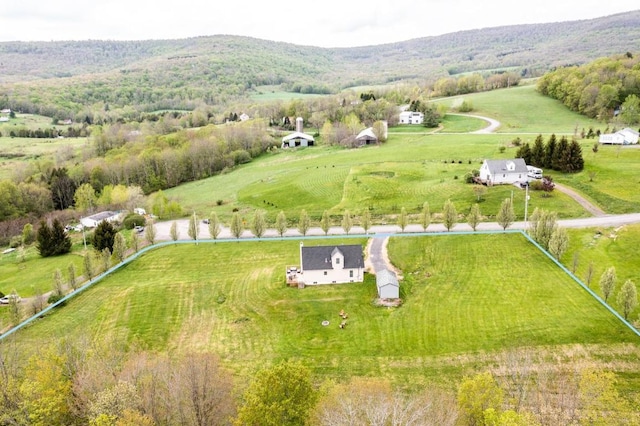 bird's eye view with a rural view and a mountain view