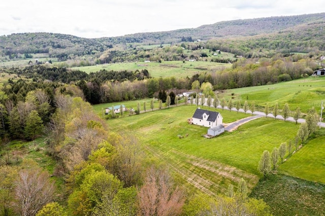 birds eye view of property featuring a rural view