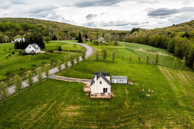 drone / aerial view with a rural view