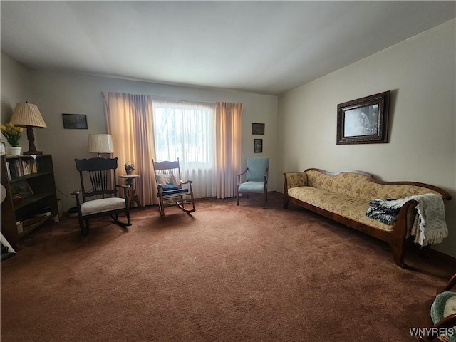 sitting room with dark carpet