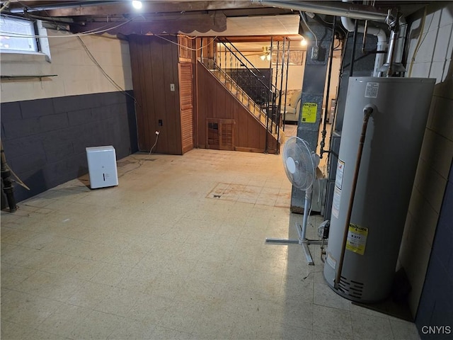 basement with gas water heater