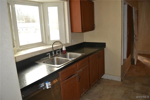 kitchen featuring dishwashing machine and sink