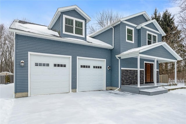 view of front of house with a garage