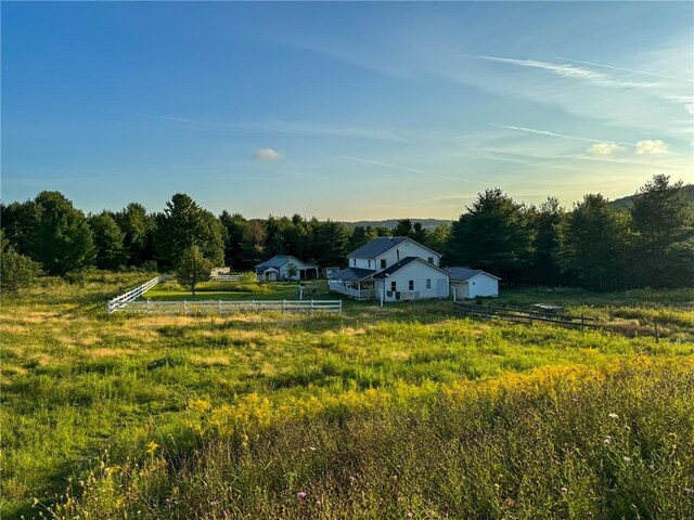 view of yard with a rural view