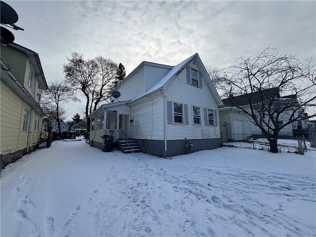 view of snow covered exterior