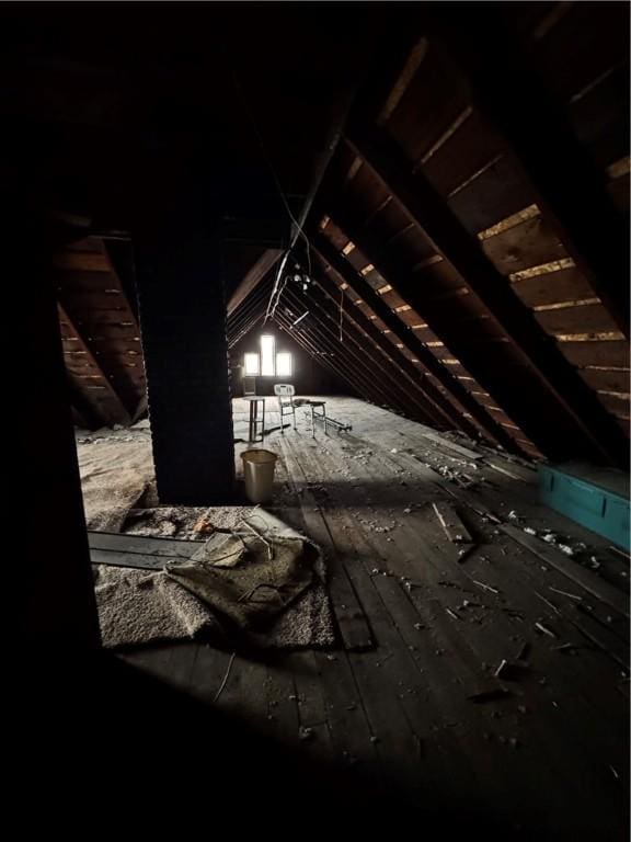 view of unfinished attic