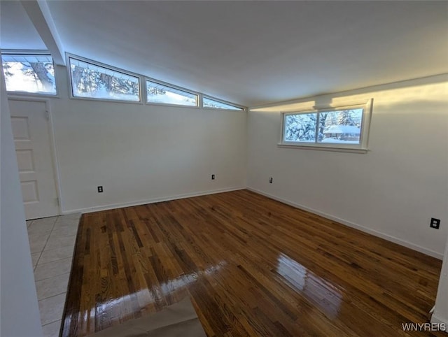 interior space featuring vaulted ceiling and wood-type flooring