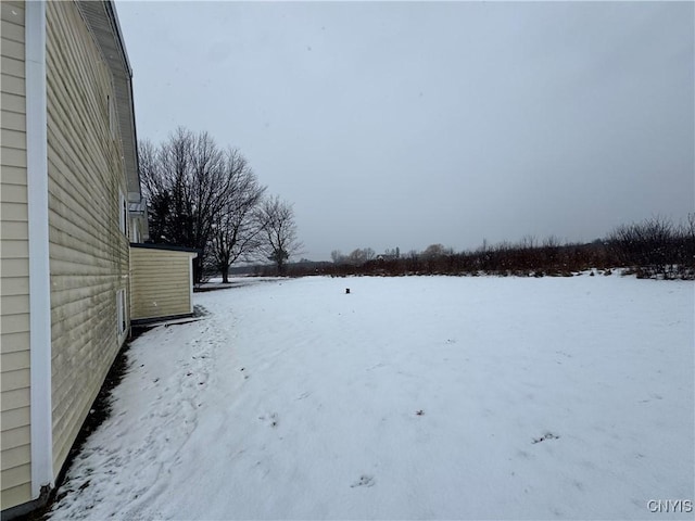 view of yard covered in snow