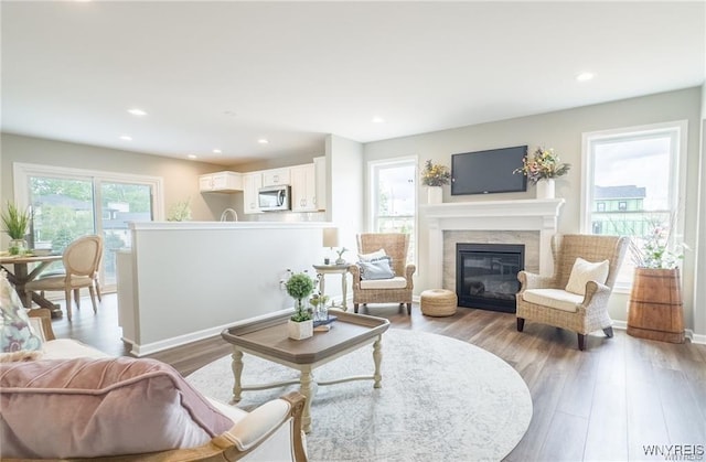 living room with light wood-type flooring