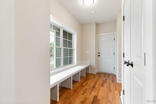 mudroom featuring light hardwood / wood-style floors