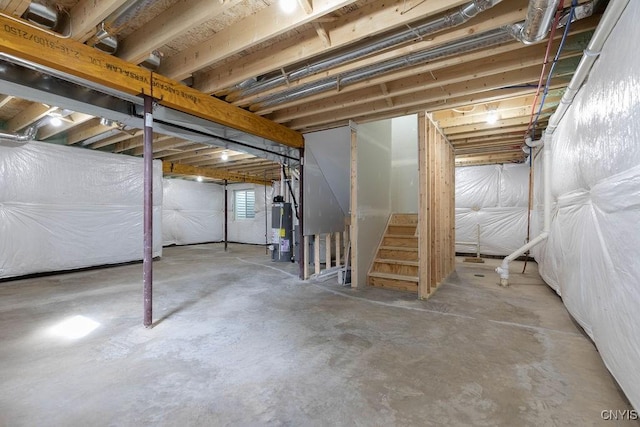 basement featuring water heater