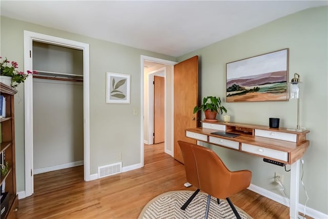 office featuring light wood-type flooring