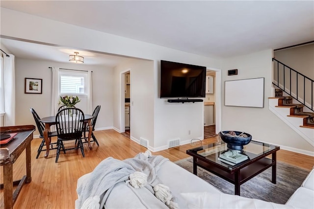 living room featuring light hardwood / wood-style floors