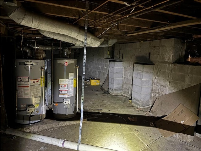 basement with water heater