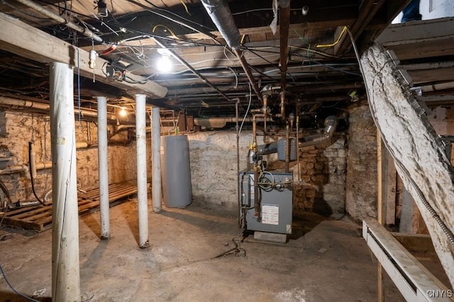 basement featuring water heater