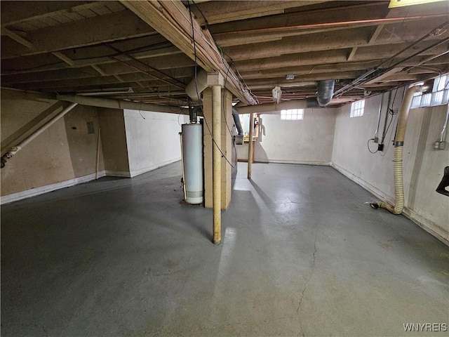 basement with water heater