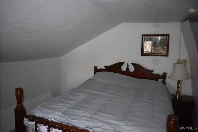 bedroom featuring vaulted ceiling