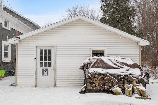 view of snow covered structure