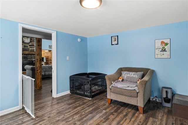 living area with dark wood-type flooring