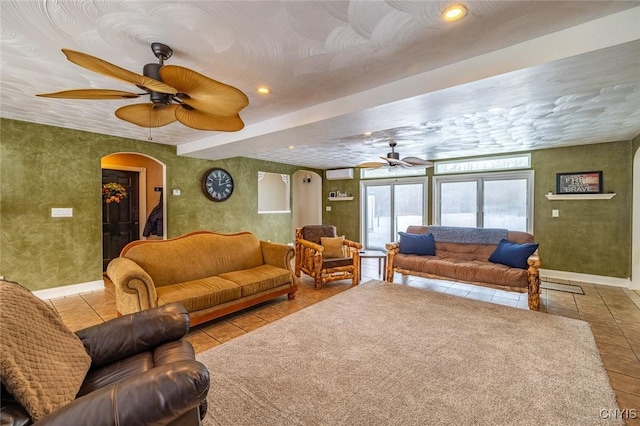 view of tiled living room