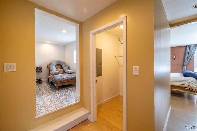 hall featuring light wood-type flooring