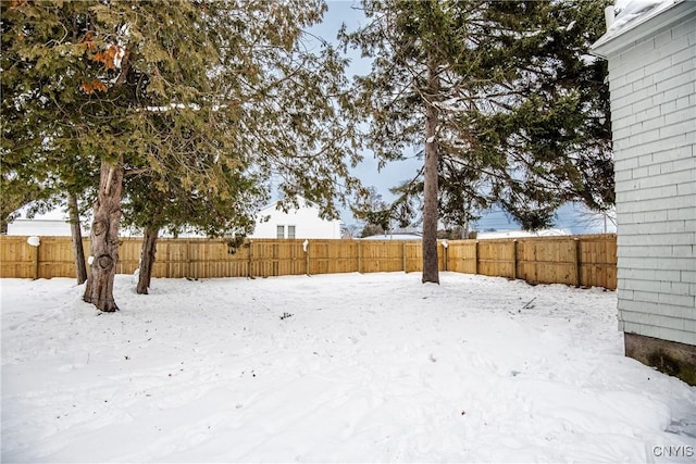 view of yard covered in snow