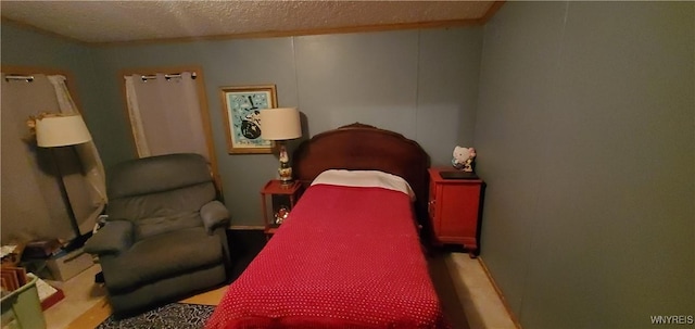 bedroom with a textured ceiling