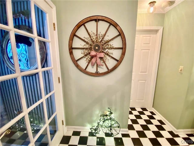 interior space with ornamental molding