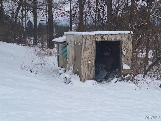 view of snow covered structure