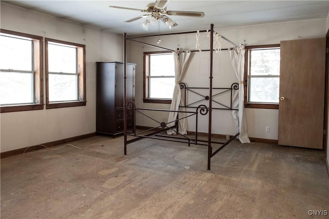 unfurnished bedroom with ceiling fan